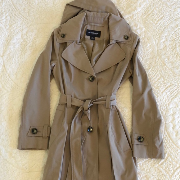 Liz Claiborne Jackets & Blazers - NWOT Liz Claiborne khaki trench coat with detachable hood